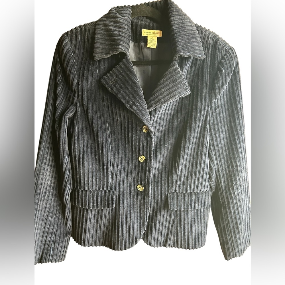 Limited Chinos Size 12 Ribbed Navy Blue Corduroy Lined Blazer, 3 button